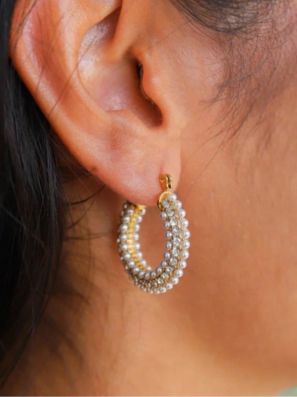 Pearl earrings Bliss earrings hoop earrings
Stainless steel earrings